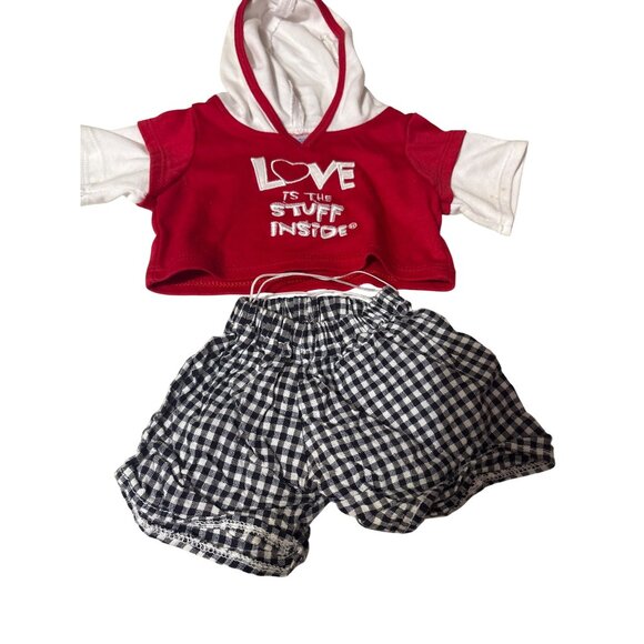 Build A Bear Clothes Bundle: Plaid Shirt Hooded Top Checkered Shorts Camouflage - Picture 1 of 7